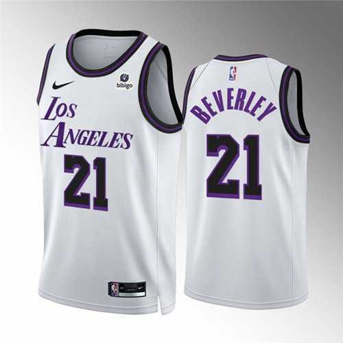 Men%27s Los Angeles Lakers #21 Patrick Beverley White City Edition Stitched Basketball Jersey Dzhi